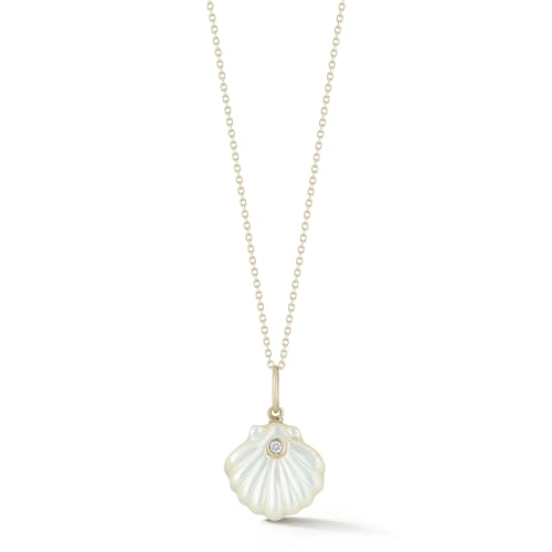 MATEO New York, Carved Mother of Pearl Venus Shell Necklace - 16" + 2" Chain