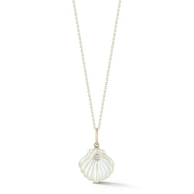 MATEO New York, Carved Mother of Pearl Venus Shell Necklace - 16" + 2" Chain