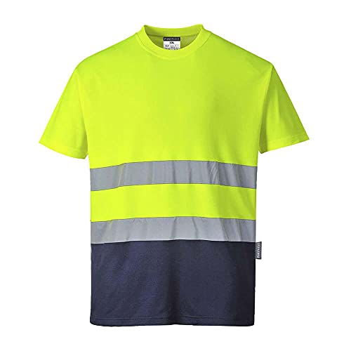 Portwest Two Tone Cotton Comfort T-Shirt, Size: XL, Colour: Yellow/Navy, S173YNRXL