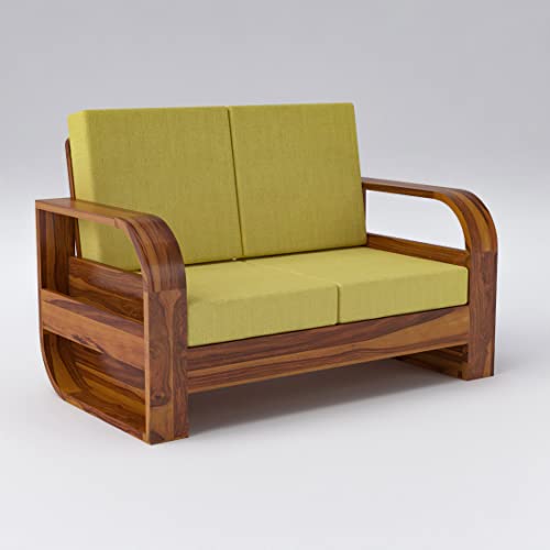 Image of Douceur Furnitures Solid Sheesham Wood 2 Seater Sofas | Two Seater Sofa for Living Room, Cafe, Office | (Design-3)