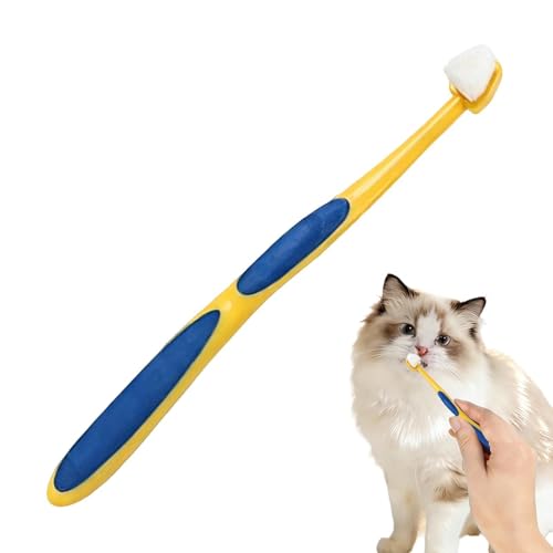 Brosse à dents pour chat – Brosse à poils doux | Poignée ergonomique avec poils doux, conception facile à nettoyer, favorise la santé, adaptée à un usage quotidien, réduit et pour les chats