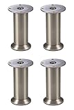Gedotec Design Möbelfuß höhen-verstelllbar Sockelfuß Edelstahl-Optik - Vera | Moderner Sofafuß rund mit Höhe 100 mm | Kastenfuß mit Platte | 4 Stück - Moderner Metall Schrank-Fuß für Kommoden & Sofas