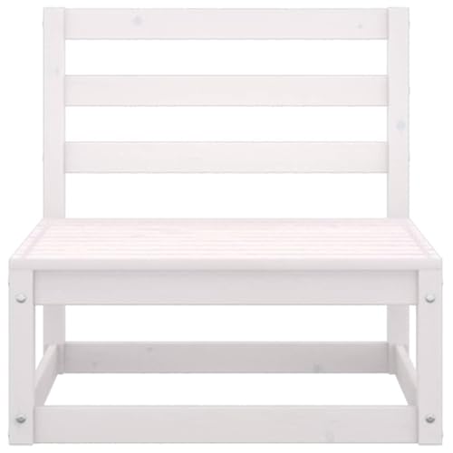 Canapé central de jardin blanc en bois avec repose-pieds et coussin