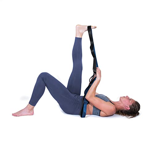 Brazyn - Mobility Strap - 12 Loop Stretch Straps Accessory For Yoga Physical Therapy Pilates Stretching Flexibility Running Dance Gymnastics With Travel Pouch Bag And Mobility Booklet Guide - Silver/Gray #TOP6