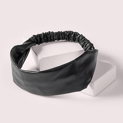 The Hair Edit Black Sleek Wrap Vegan Leather Headband #TOP2