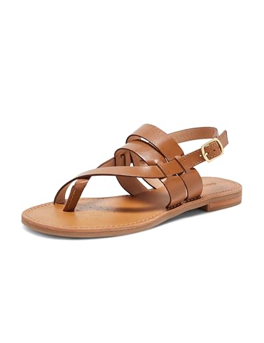Geox D MADDALUSIA A, Sandalo Scorrevole Donna, Camel, 37 EU