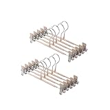 AP LAB 【スカートハンガー クリップ付き】 すべらない ズボンハンガー 防サビ加工済み ズボン スカート スラックス に使える 型崩れ防止 洗濯から収納まで (ベージュ 10本セット)