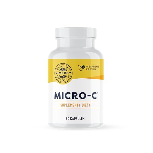 Vimergy Micro-C Witamina C Kapsułki – Rozmiar Próbny 90 Porcji – 500 mg – Mniej Kwaśna Witamina C – Dzika Róża – Wspomaga Układ Odpornościowy i Mięśniowo-Szkieletowy – Bezglutenowa, Koszerna, Wegańska