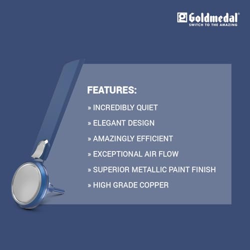 Image of Goldmedal Senora 1200 mm BEE Certified Star Rated Decorative Ceiling Fan | Anti Dust| High Air Delivery| High RPM | 2 years Warranty (Cobalt Silver)