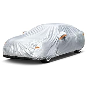 GUNHYI 6 Layers Sedan Car Cover Waterproof All Weather, 100% Waterproof Outdoor Car Covers Full Exterior Covers for Automobiles Sedan Hatch SUV Rain Sun UV Dust Protection. Size A4 (See Size Chart)