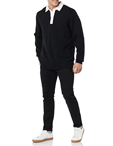 Amazon Essentials Men's Rugby Sweater, Black, Large #TOP2
