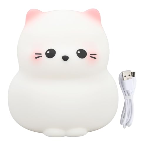 Lámpara de noche silícico con forma de gato y USB recargable miniatura 6