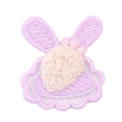 Naszywka haftowana 4 * 3,5 cm 30 szt. Małych naszywek z szydełkowanymi kwiatami królika, haftowane naszywki, aplikacje do prasowania, chińskie na odzież, przyszycia kurtkę jeansową(Light Purple)