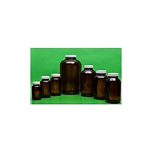 Image of 05-250WMT123H2S041.5 Amber Wide Mouth Glass, Preserved with 1.5mL 1:1 Sulfuric Acid, 250mL (Pack of 12)
