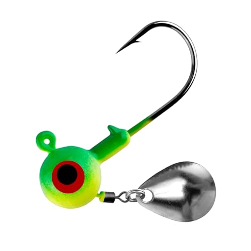 Dr.Fish 10 Pack Underspin Jig Heads Freshwater Swimbait Fishing Jig Spinner Bass Walleye Fishing Hook Colorado Blade Round Bottom Stand up 1/8oz Firetiger