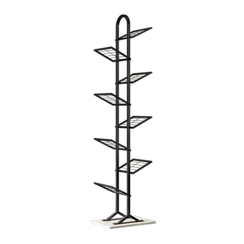 OWOHYG Estantería Vertical Delgada para Espacios Pequeños, De 6 Niveles Y Respaldo Dorado, Ideal para Sala De Estar, Oficina, Entrada, Balcón Y Estudio. Color Negro, 8 Niveles.