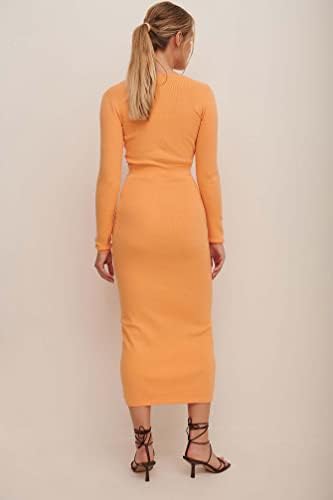 NA-KD Women's Knitted Midi Dress with Knot Front Casual Dress, peach :  Amazon.de: Fashion