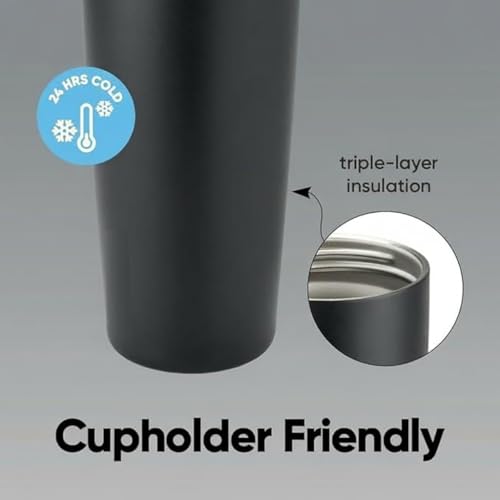 Image of COMFYPOTFreeSip Sway 900ml Stainless Steel Water Tumbler with Two-Way Spout & Straw, Bucket Handle, Leak-Proof BPA-Free Sports & Travel Sipper for School, Gym & Outdoor (Cust /Matte Black)