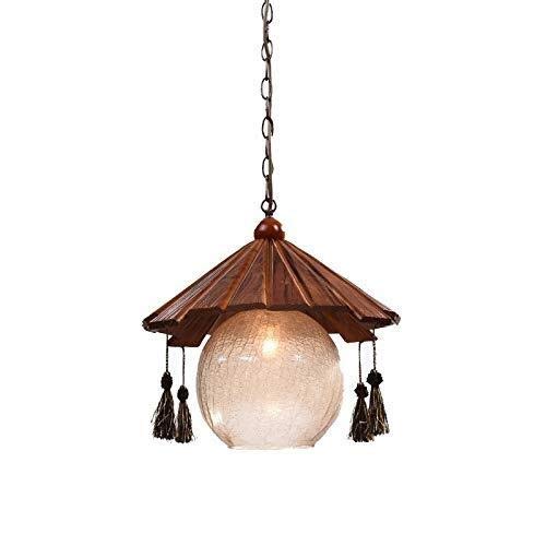 Lustre E27 lustre de plafond décoratif bois magasin antique chinois cru lustre hôtel américain B & B hommes lustre vêtements café restaurant bar Lampe en verre Creative Éclairage domestique, élégant e