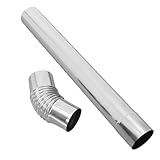 GALPADA Edelstahl Ofenrohr 2 Stück 60mm Lüftungsrohr mit 45° Winkelstück für Herd Campingkocher und Küchenofen