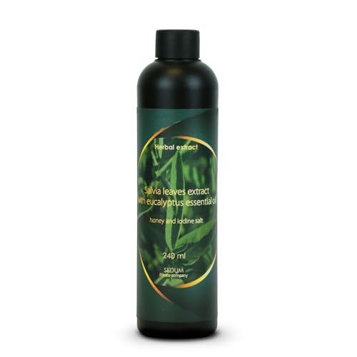 Sedum Natural Herbal Extract for Sauna, Massage, Broom Soaking - Sauna Infusion with Salvia Leaves Extract with Eucalyptus Essential Oil, Honey and Iodine Salt - 240ml