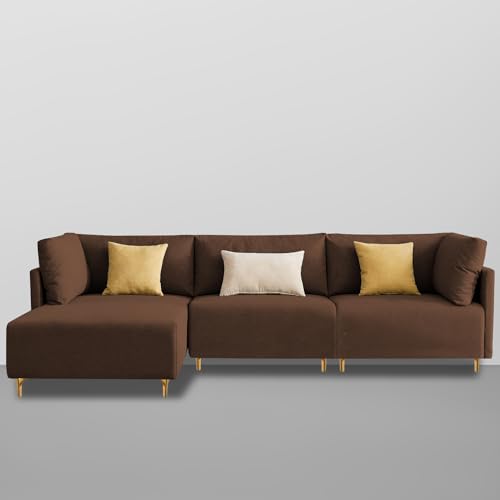 Image of Carina LHS 4 Seater L Shape Sofa Set for Living Room (Brown Fabric) Premium Fabric Sofa