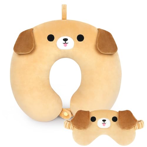 MUFEIRUO Neck Pillow for Travel,Cute U shaped Pillow Set for Travel,Travel Pillow Neck Support for Kids,Adults,Neck Pillow with Soft Sleeping Eye Mask Sleeping for Car,Plane,Train (Dog) MUFEIRUO Neck Pillow for Travel,Cute U shaped Pillow Set for Travel,Travel Pillow Neck Support for Kids,Adults,Neck Pillow with Soft Sleeping Eye Mask Sleeping for Car,Plane,Train (Dog)