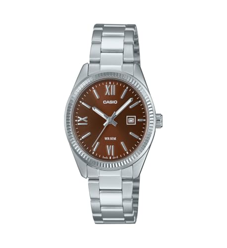 Montre femme Casio LTP1302DD-5AV avec cadran marron, le cadeau idéal en acier inoxydable