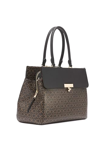 Calvin Klein Women's Becky Tote Bag – 2 in 1, Vegan Leather, Monogram, 3 Pockets, Brown/Khaki/Black, One Size - image 4