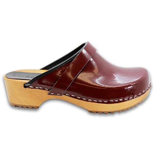 Image of Bjork Maja Wood Open Back Leather Clogs