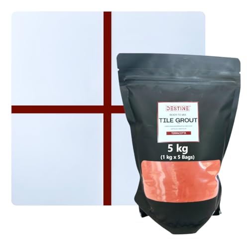 Image of DESTINE READY-TO-MIX inchTILE GROUT inch (16 COLOURS) (ALL PACKS: 100 Gm,250 Gm,400 Gm,800 Gm,1 Kg), Waterproof, Crack Filler, Cement Based Tile Gap Filler (5 Kg, Terracotta)