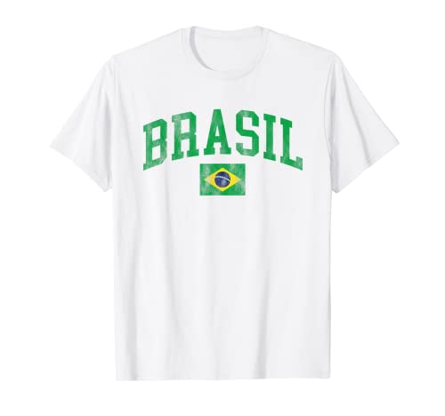 Souvenir Brasil Camiseta Retro Brasileña Bandera de Brasil Camiseta