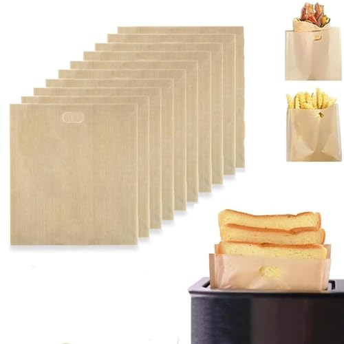 Large Size Toaster Bags,10pcs Reusable Toaster Bags,Non Stick Sandwich Toastie Bag for Grill Cheese Sandwich Toast Panini Snacks,17x19cm