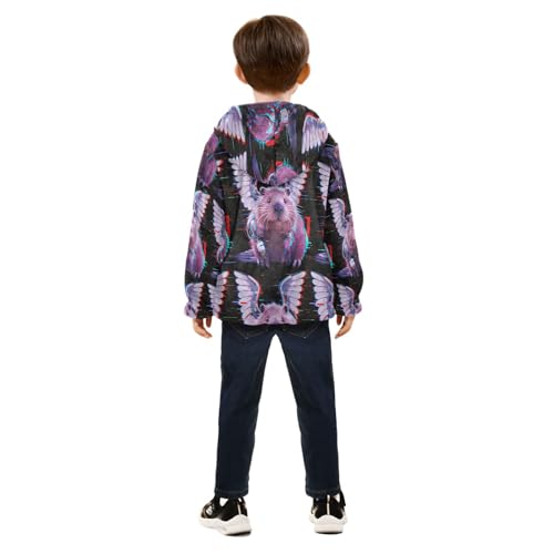 Angelic Beavers with Mechanical Wings Toddler Fleece Jacket Girl Boys Hooded Fleece Jacket Coat4