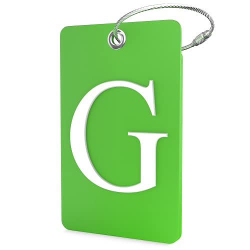 Shacke Luggage Tag Initial for Suitcases TSA Approved Tag Bag Identifiers - Bright for Men Women Girls and Boys (Letter G)