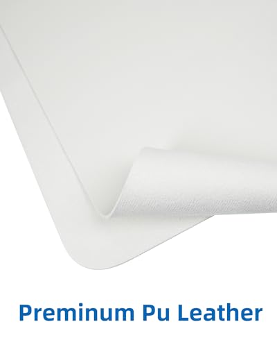 Image of AFIING Leather Desk Pad Protector,48 inch inch x 23 inch inchLarge desk mat,Office Desk Mat, Non-Slip PU Leather Desk Blotter,Mouse pad,Waterproof Keyboard mat for Office /Home /Decor (Ivory white)