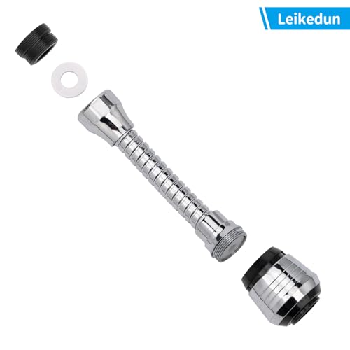 Leikedun Kitchen Tap Spray Head, Universal Tap Extension 360° Rotatable Aerator ABS Polished Chrome for Kitchen Sink Faucet Adapter