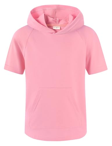 Image of Spring&Gege Boys Light Weight Short Sleeve Hoodie Casual Solid Pullover Hooded T-shirt with Pocket