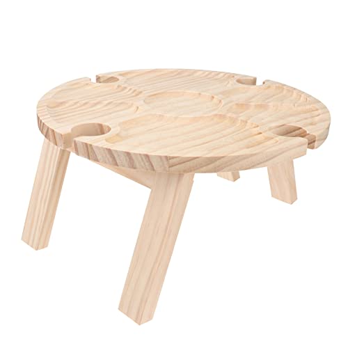 HEMOTON Mesa De Comedor De Madera Mesa De Picnic Al Aire Portátil para Exteriores para Eventos De Picnic Soporte para Copas De Vino