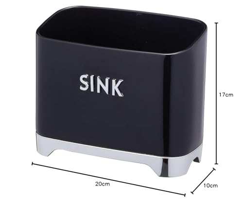 KitchenCraft Lovello Retro Metal Kitchen Sink Tidy, 2 x 1 x 17 cm (8" x 4" x 6.5") - Midnight Black - Image 8