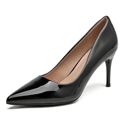 Image of Women's Low Kitten Heel Pumps Classic Fashion Dress Pumps Simple Heeled Shoes for Office Work