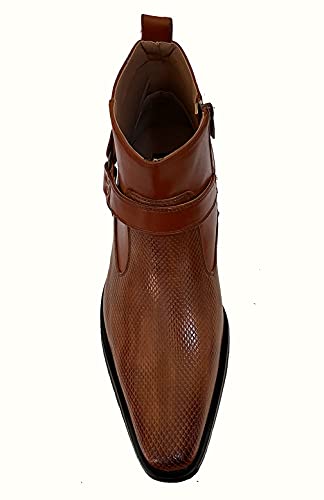 G4U-Alberto Fellini Men's Cowboy Boots Western Ankle Harness Shoes (Brown-12, numeric_6_point_5)3