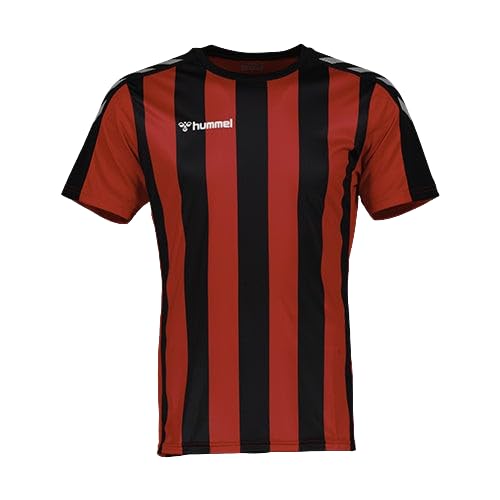 Image of hummel Stripe Short Sleeve Junior Jersey, True Red/Black