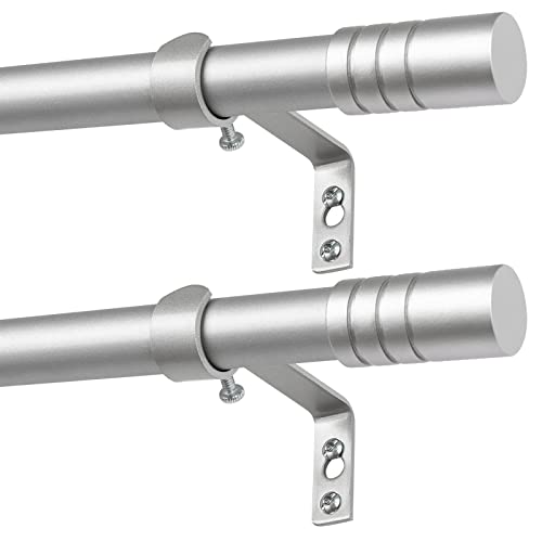 Kamanina 2 Pack Curtain Rod 48 To 86 Inches, 3/4 Inch Nickel Single Curtain Rods For Windows 36 To 82 Inches, Telescoping Drapery Rod With Cap Finials #TOP14