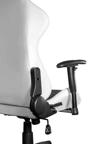 Image of Galax GC-04W White Ergonomic Gaming Chair with Premium Fabric & PVC Leather with Adjustable Back Angle & Lumbar Pillow, 2D Adjustable Armrest & Strong Nylon Base
