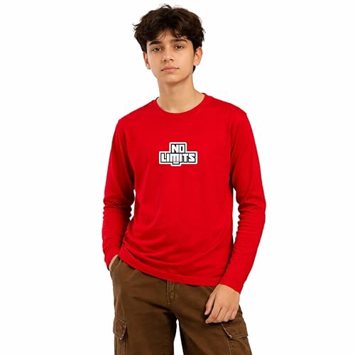 Image of Boys' Graphic T-Shirts - Full Sleeve Crewneck Tee with Vibrant NO Limits Print, Soft for Summer