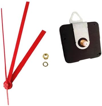 Dhorcas (#05) 3/16" Threaded Motor and Red 5" Hands and Hanger, Quartz Clock Movement Kit for Replacement