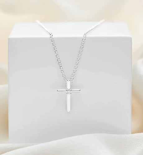 925 Sterling Silver Faith Diamond Cross Necklace for Girls. Ideal for Baptism, First Communion Gifts, Quinceañera, Flower Girl and Bridesmaid Gifts - Adjustable Faith Jewelry2
