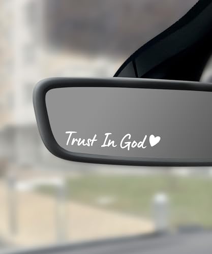UNLRAE 4PCS Car Stickers,Cars Decals,Car Accessories Vinyl Rearview Mirror Decal Decor,Auto Stickers and Decals,Self Affirmations Decal,Cute Auto Decals for Women (White, Trust in God)