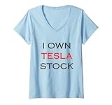 Damen Ich besitze Tesla-Aktien T-Shirt mit V-Ausschnitt